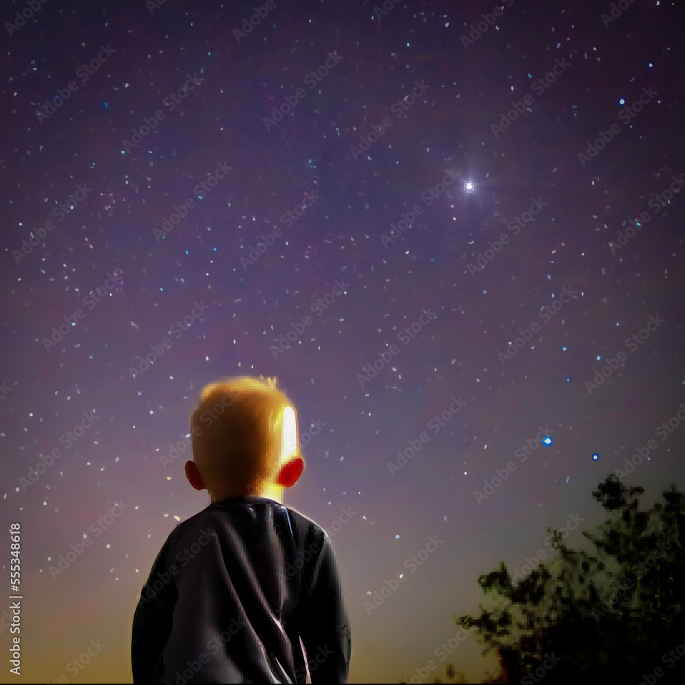 child watching star child watching star