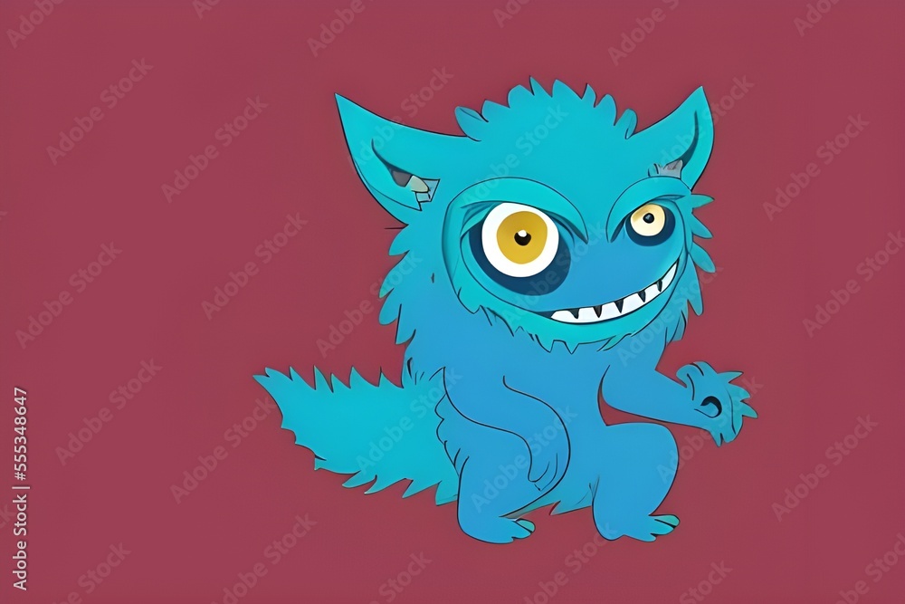 A cute blue monster created by using Generative AI technology.