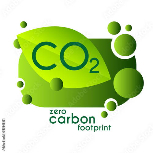 CO2 neutral logo. Carbon emissions free. Net zero carbon footprint - carbon emissions free. Production eco-friendly. Green label. Vector.