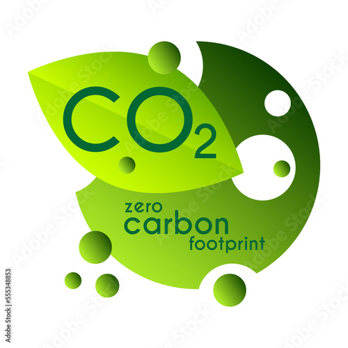 CO2 neutral logo. Carbon emissions free. Net zero carbon footprint - carbon emissions free. Production eco-friendly. Green label. Vector.