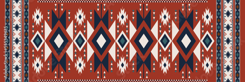Aztec Navajo pattern. Ethnic boho geometric pattern. Vector ethnic tribal southwest pattern use for carpet, area rugs, tapestry, mat, bed runner, tablecloth or home interior decoration elements.