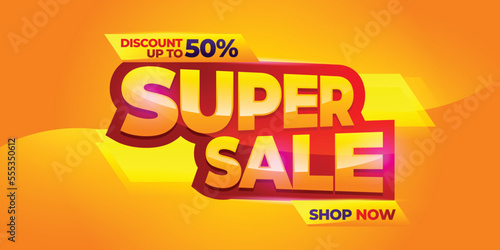 Super sale banner background, vector template design for media promotion web add and commercial social media post