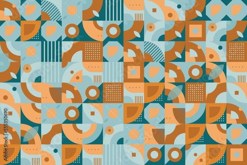 Abstract geometric shapes vector seamless pattern It consists of a polyhedron such as a circle square triangle Used in the textile industry, fabric pattern, paper, wallpaper, book cover