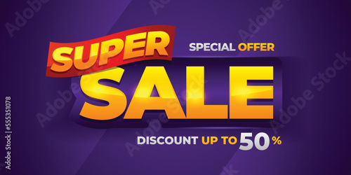 Super sale banner background, vector template design for media promotion web add and commercial social media post