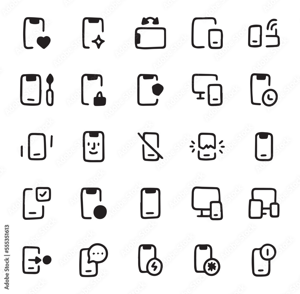 vector illustration, smartphone icon set, electronic icon set, phone icon set, communication icon set, line icon