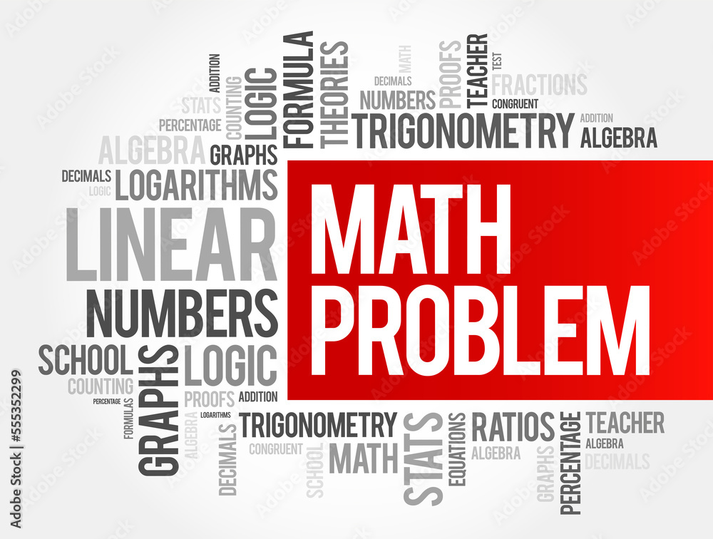 Math problem word cloud collage, education concept background Math problem word cloud collage, education concept background