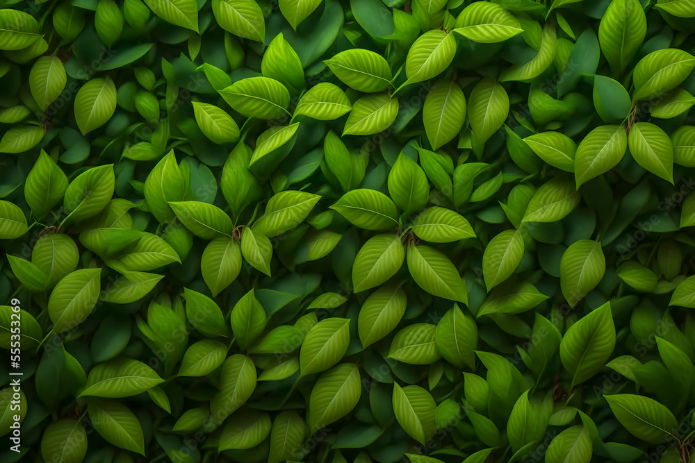 Fototapeta premium Background of lush green leaves Generative AI 