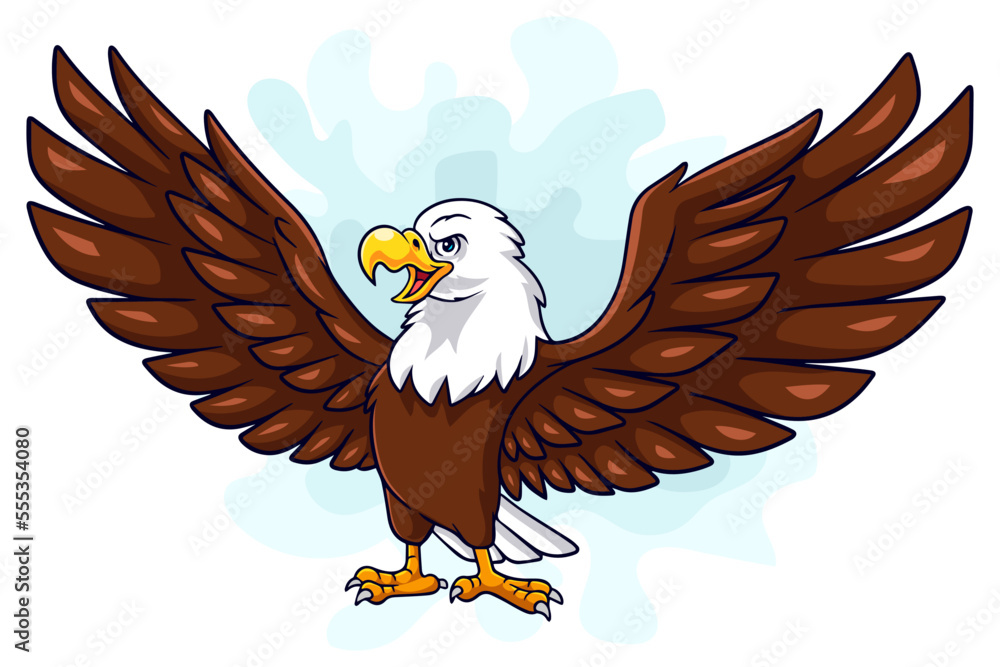 Fototapeta premium Cartoon funny bald eagle bird isolated on white background