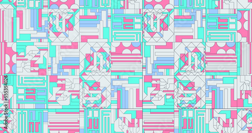 Fashion minimal illustration art. Abstract geometry mix. Seamless pattern design