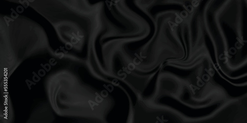 Black silk background . Black fabric background texture . abstract background luxury cloth or liquid wave or wavy folds of grunge silk texture material or smooth and soft luxurious textile cloth.