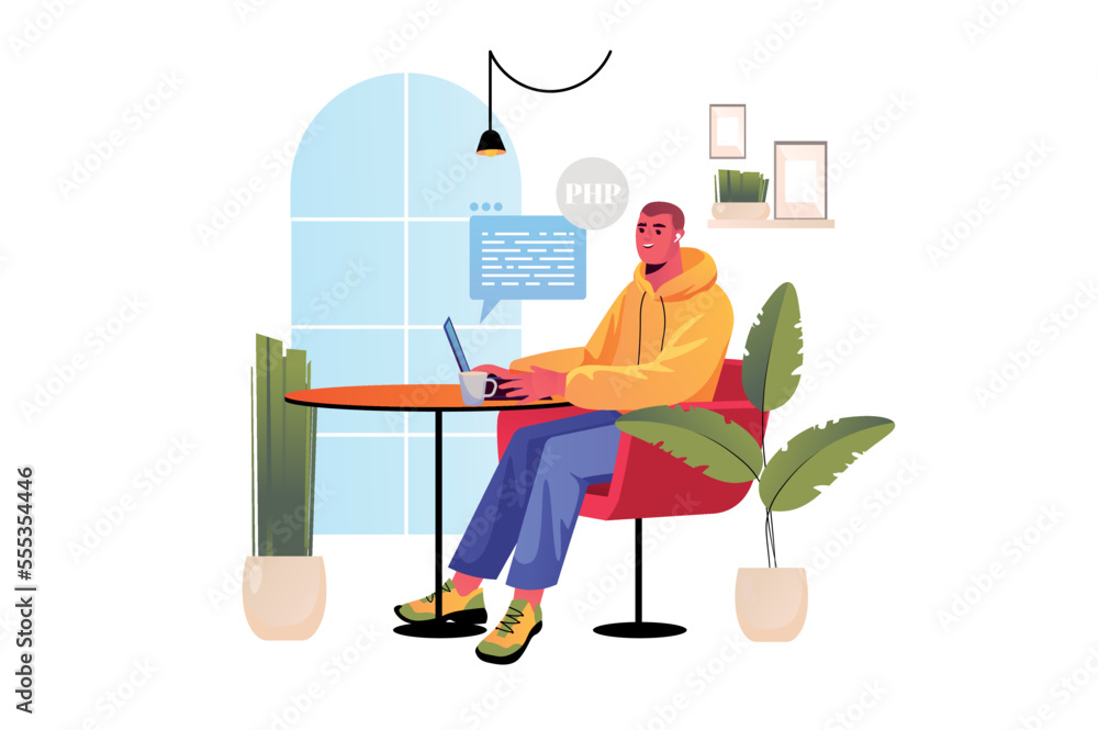Programming concept with people scene in flat design. Vector illustration Programming concept with people scene in flat design. Vector illustration