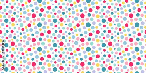Colorful background with mosaic colored circles. Seamless pattern for print and decor. Suitable for textiles and packaging, seamless prints. Vector dots pattern.