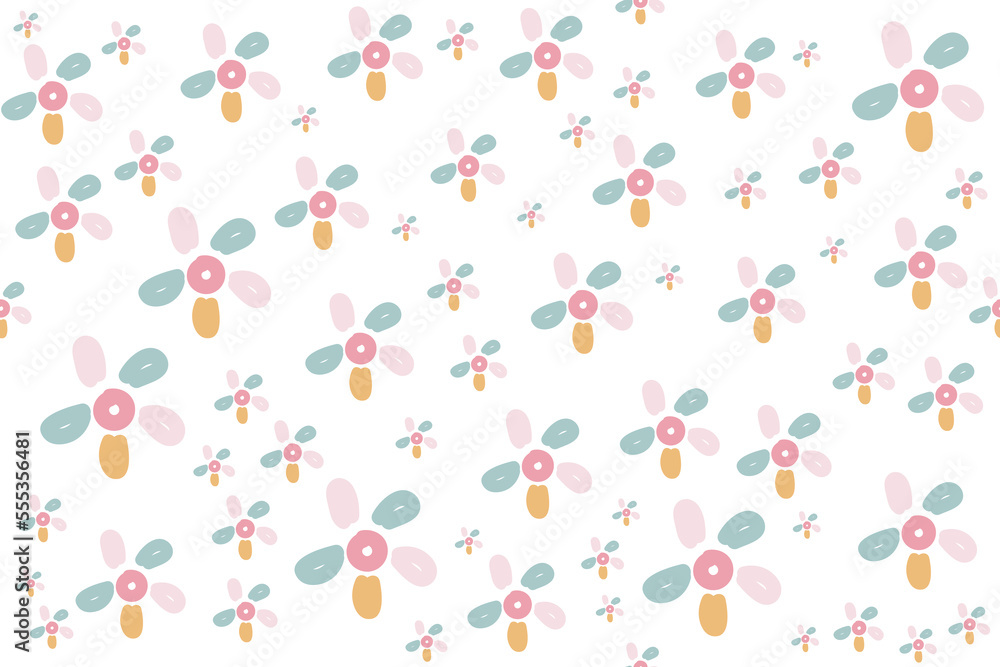 Romantic floral seamless patterns vector ornament design It is a pattern created by combining freehand. Create beautiful fabric patterns. Design for print. Using in the.
