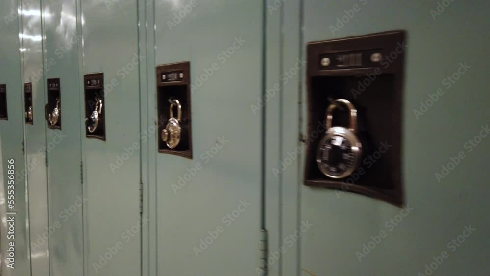 School lockers and locks slow motion steadicam School lockers and locks slow motion steadicam
