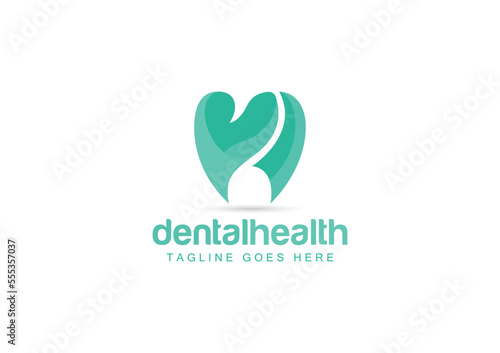 Dental care logo template design vector with Lime and Green Color With White background.