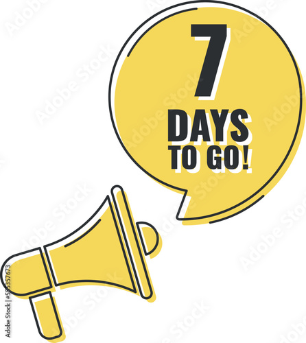 Number 7 of days left to go. Badge with, sale, landing page, banner.