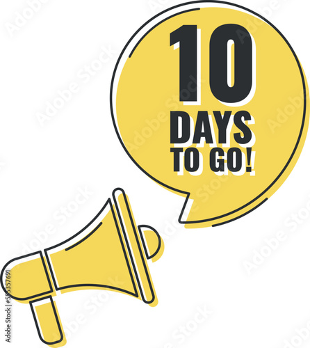 Number 10 of days left to go. Badge with, sale, landing page, banner.