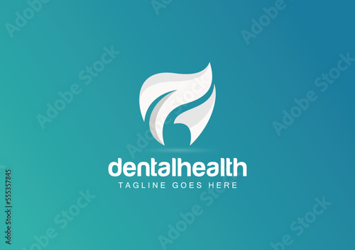 Health dent logo design vector template linear style. Dental clinic logotype concept icon.