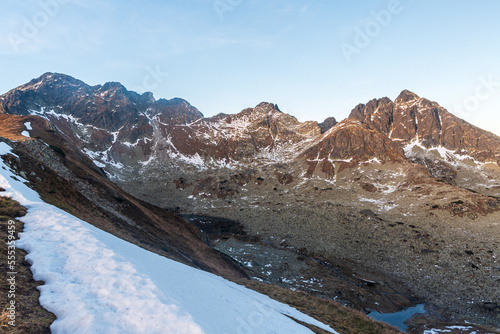 Swinica, Kozi Wierch and few other peaks from Gladka Przelecz in autumn High Tatras mountains on polish - slovakian borders photo