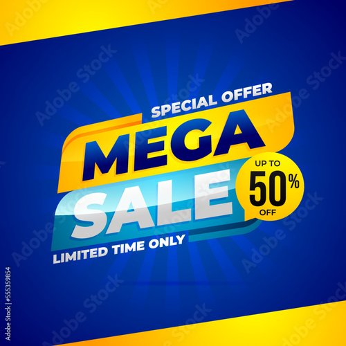 Mega sale banner vector, background design of special offer sale promotion for advertising and discount event