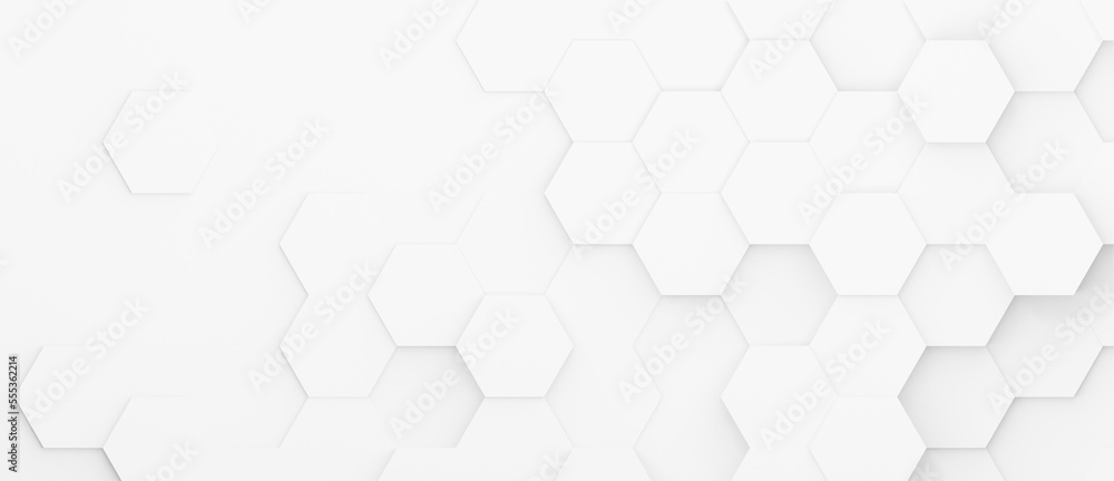 Hexagonal background with white hexagons, abstract futuristic geometric backdrop or wallpaper with copy space for text - obrazy, fototapety, plakaty 