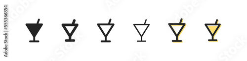 Milk shake set line icon. Cup with lid and straw, cocktail. Glass for drinks. Beverage concept. Line icon style. Vector line icon for Business and Advertising
