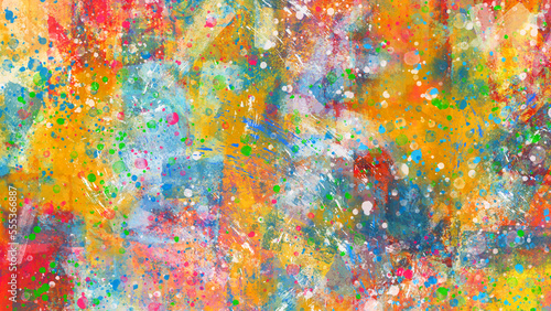 カラフルな手描き絵画。抽象芸術。背景。テクスチャ。