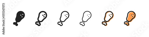 Cooked chicken legs set line icon. Meat products, boiled, fried, stewed, street food, chick. Food concept. Vector line icon for Business and Advertising