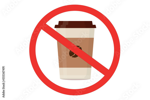a symbol sign prohibition to drink coffee drinks in a red circle