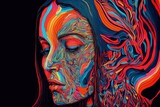 Abstract portrait of person. psychedelic. Dmt. Trippy. Generative AI