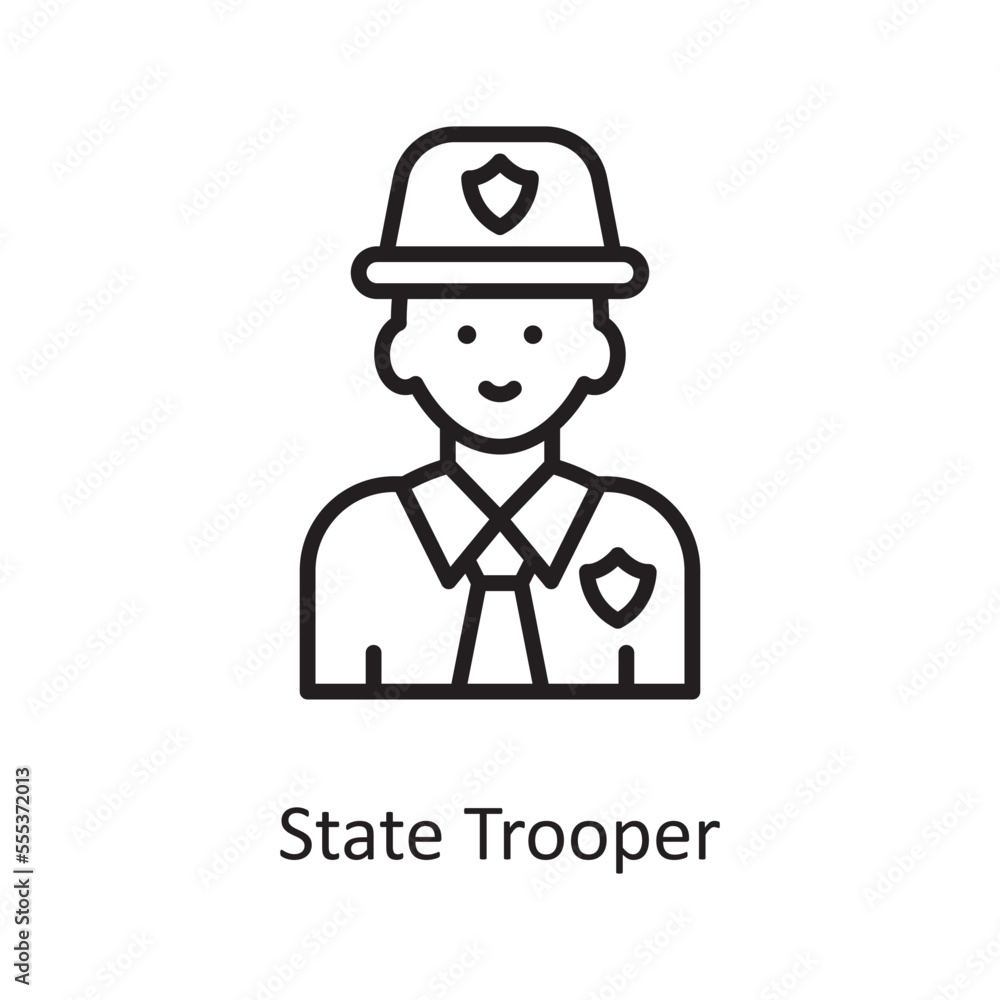 Obraz premium State trooper Vector Outline Icon Design illustration. Law Enforcement Symbol on White background EPS 10 File