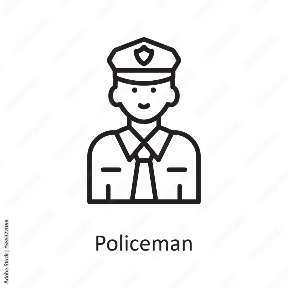 Policeman  Vector Outline Icon Design illustration. Law Enforcement Symbol on White background EPS 10 File