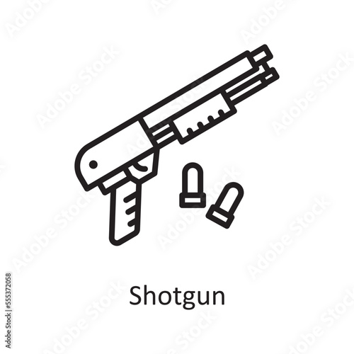 Shotgun  Vector Outline Icon Design illustration. Law Enforcement Symbol on White background EPS 10 File