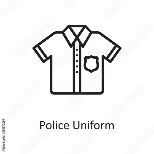 Police uniform Vector Outline Icon Design illustration. Law Enforcement Symbol on White background EPS 10 File photo
