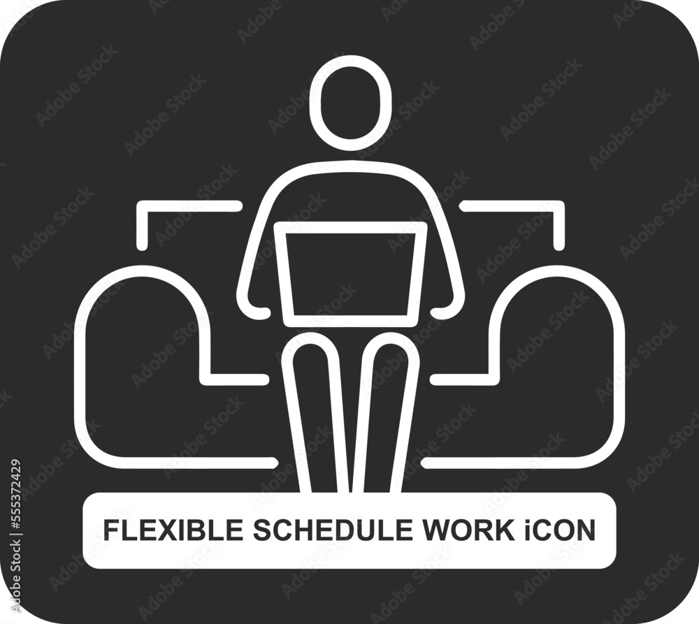 Flexible schedule work icon, work management icon black vector Flexible schedule work icon, work management icon black vector