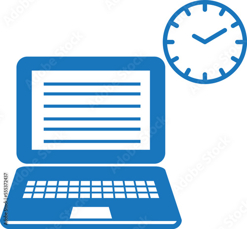 Flexible schedule work icon, time management icon blue vector