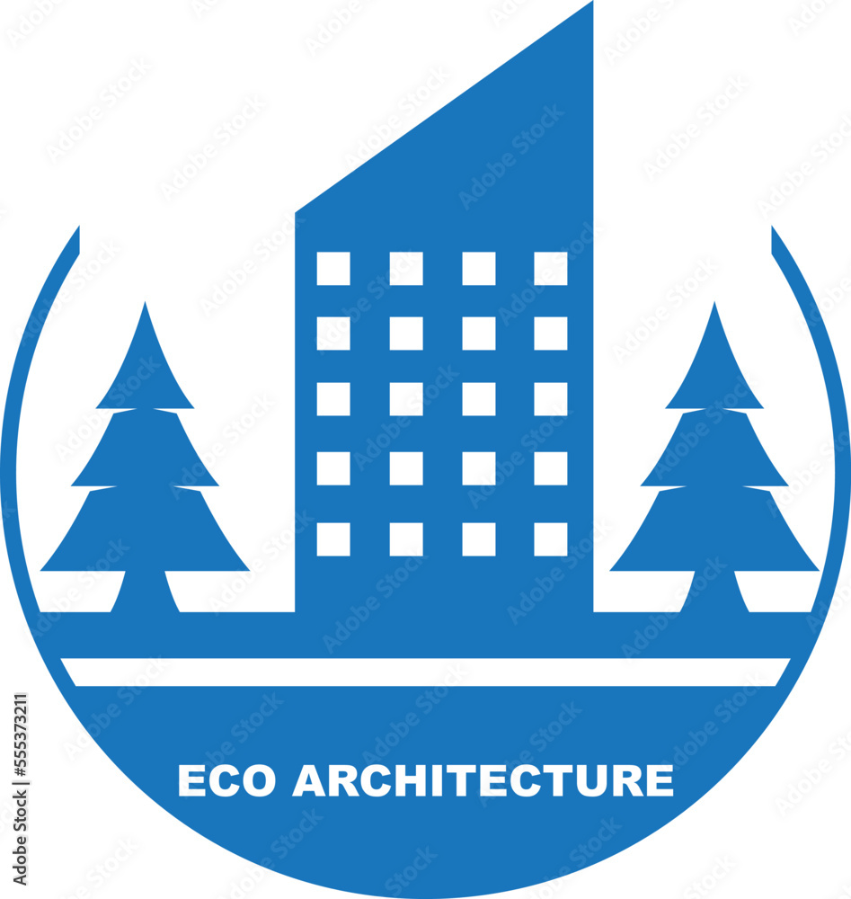 Eco architecture icon, eco-friendly residential icon blue vector