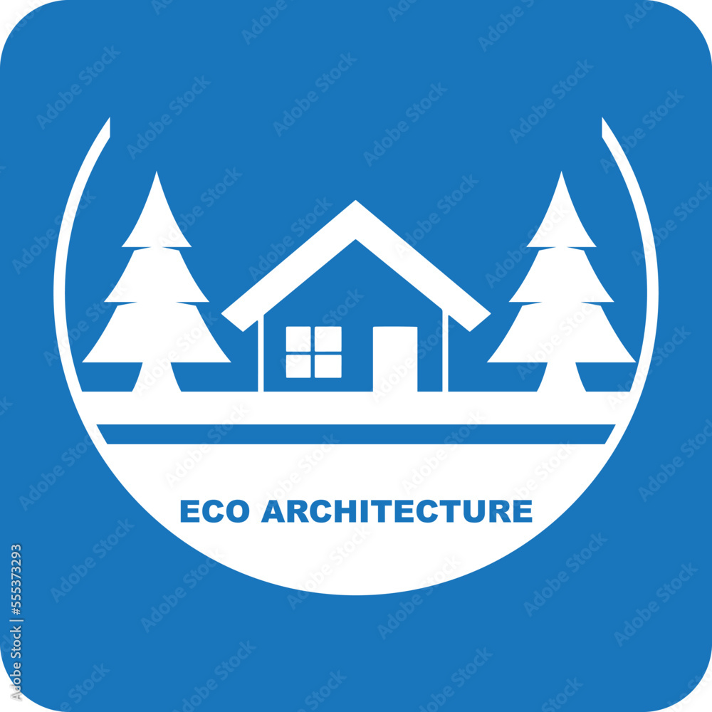 Eco architecture icon, eco-friendly home icon blue vector