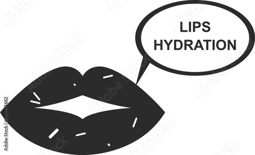 Lips hydration icon, hydrating lip icon black vector