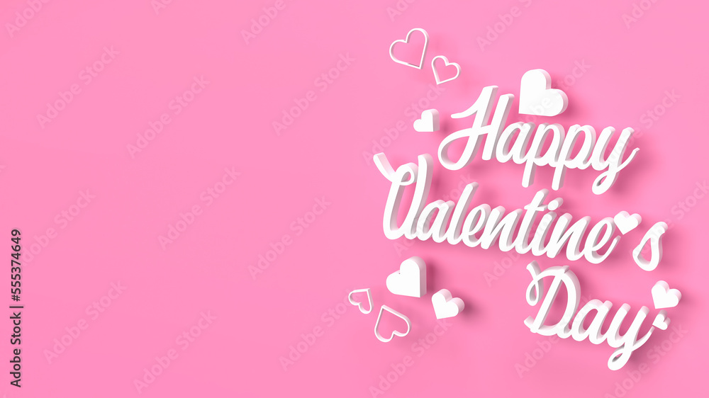 The white happy valentine day on pink background  for holiday concept 3d rendering