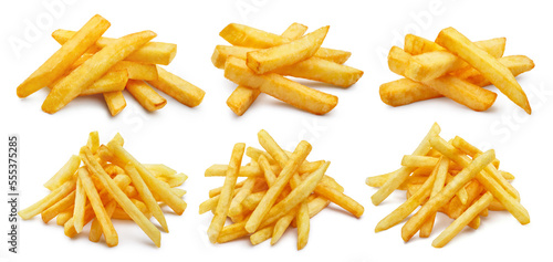 Potato fries collection  isolated on white background