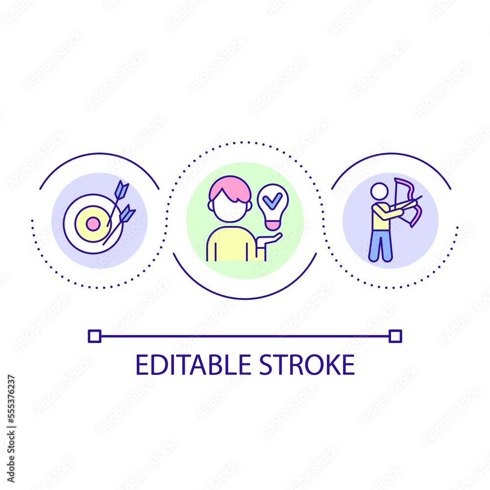 Help child to reach goals loop concept icon. Learning from mistakes abstract idea thin line illustration. Set up children for success. Isolated outline drawing. Editable stroke. Arial font used Help child to reach goals loop concept icon. Learning from mistakes abstract idea thin line illustration. Set up children for success. Isolated outline drawing. Editable stroke. Arial font used