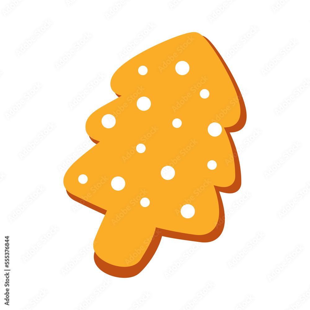 simple illustration of a Christmas tree cookie, cookie isolated on white simple illustration of a Christmas tree cookie, cookie isolated on white
