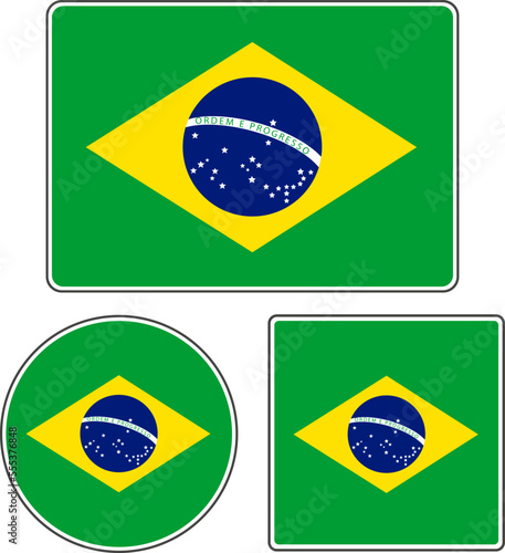 State flag of Brazil. Blue yellow green vector illustration.