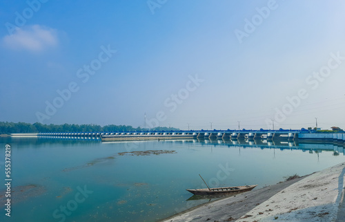 Beautiful landscape view of Teesta Barrage, one of the most scenic places in Bangladesh. Bangladesh tourism. Teesta Barrage, West Bengal's multipurpose water taming project on Teesta. © NadimMahmudHimu