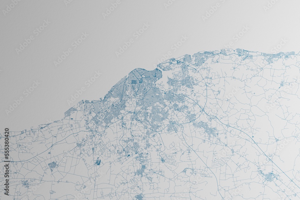 Map of the streets of Havana (Cuba) made with blue lines on white paper. 3d render, illustration Map of the streets of Havana (Cuba) made with blue lines on white paper. 3d render, illustration