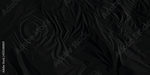 Black paper texture . Dark black wrinkled paper texture. Black crumpled paper texture dark crease sheet . Black crumpled and top view textures can be used for background of text or any contents .