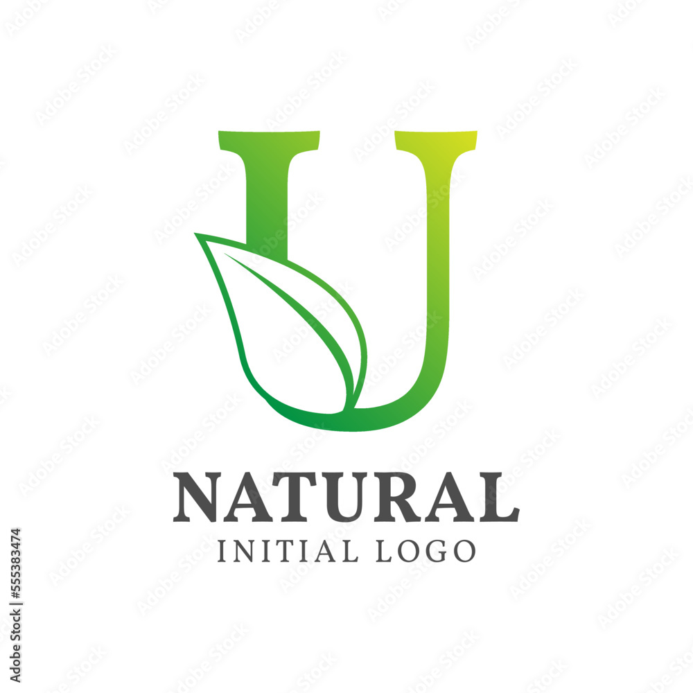 letter U with leaf natural initial vector logo design letter U with leaf natural initial vector logo design