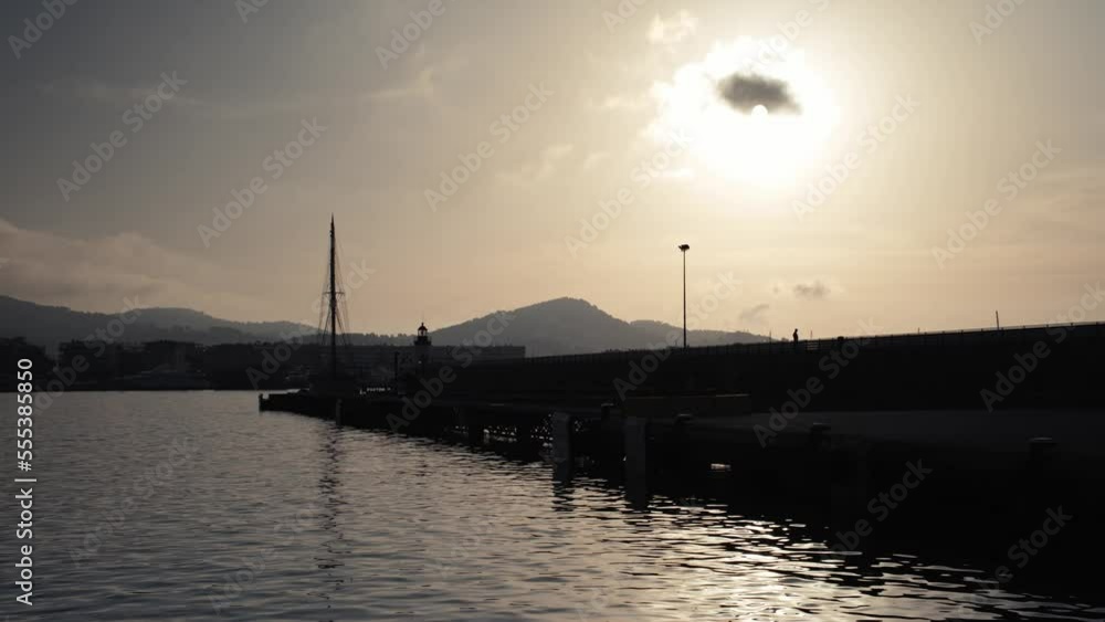 Sunny port of Ibiza silhouette Sunny port of Ibiza silhouette