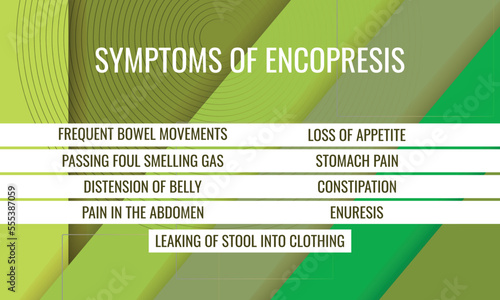 Symptoms of Encopresis. Vector illustration for medical journal or brochure.
